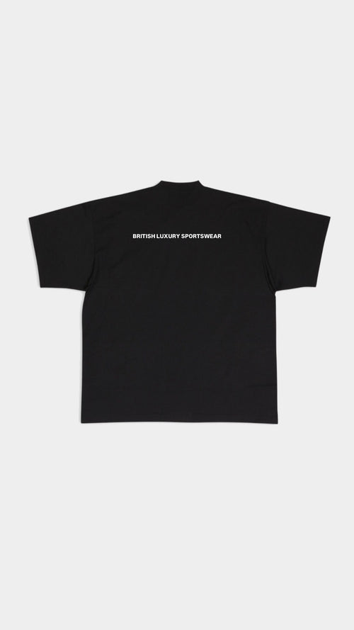 Over sized Ultra Black HAZARDOUSLDN triple print T