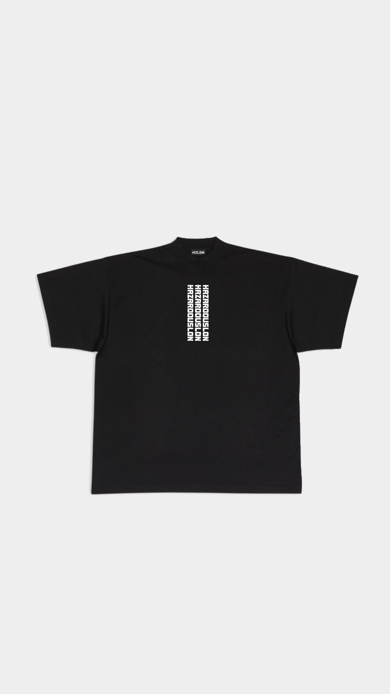 Over sized Ultra Black HAZARDOUSLDN triple print T