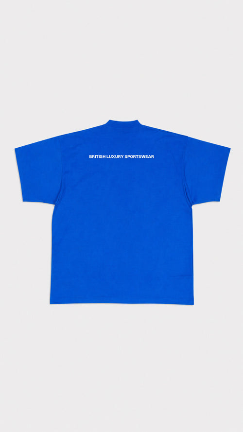 Over sized Royal Blue HAZARDOUSLDN triple print T