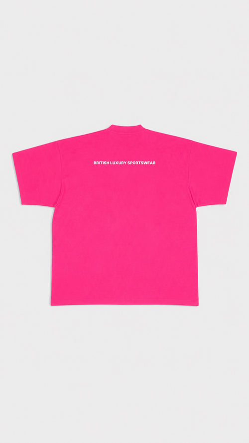 Over sized Hot Pink HAZARDOUSLDN triple print T
